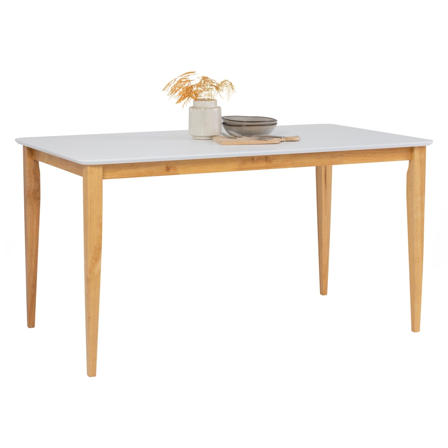 144060_1 Charmant 800X1400 Dining Table - Natural/White Lacquered