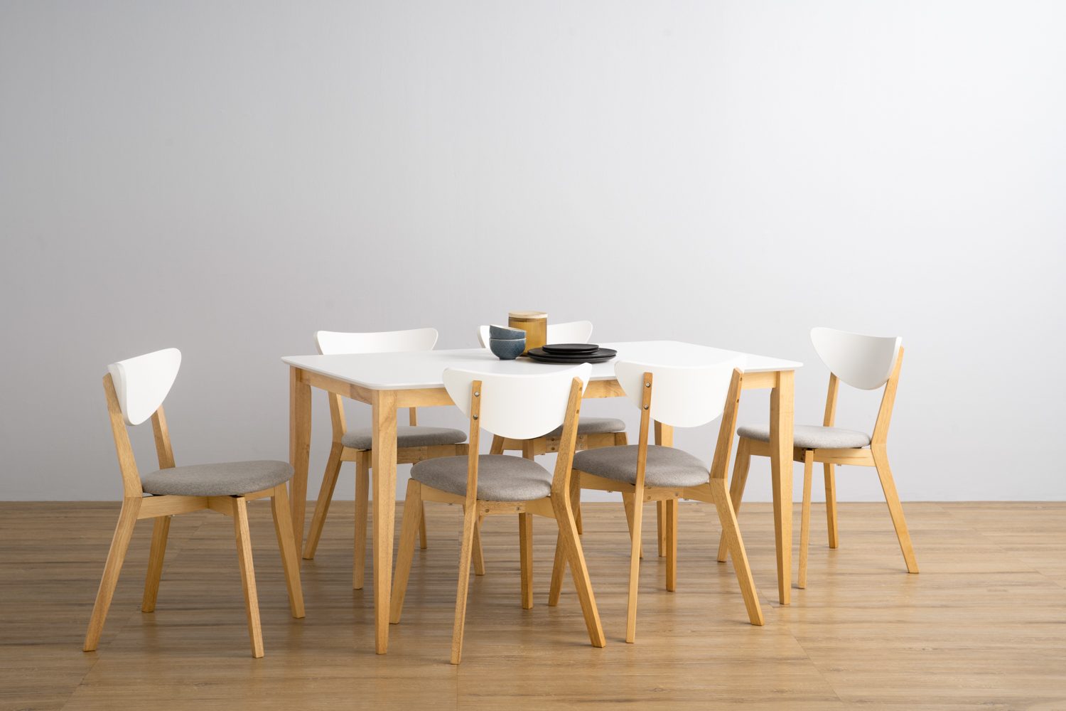 144060_s1 Charmant 800X1400 Dining Table - Natural/White Lacquered