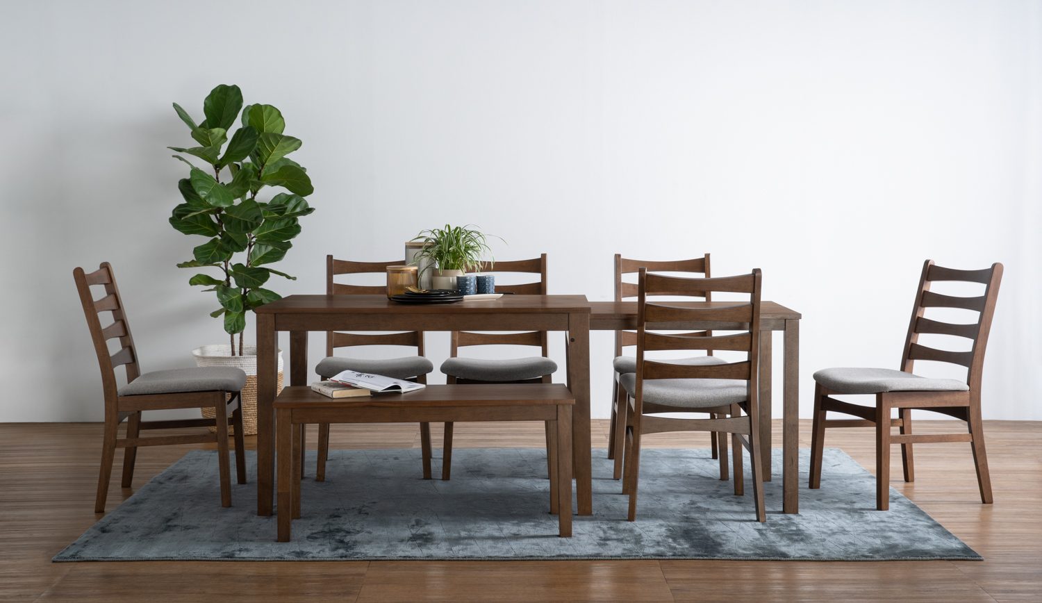146124_s1 Ditta 750X1200+750 Ext Dining Table - Cocoa/Walnut