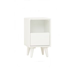 Yara Bedside Table With 1 Drawer LED Light - White Lacquered