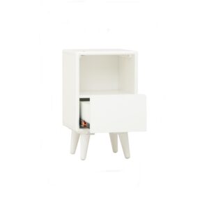 Yara Bedside Table With 1 Drawer LED Light - White Lacquered
