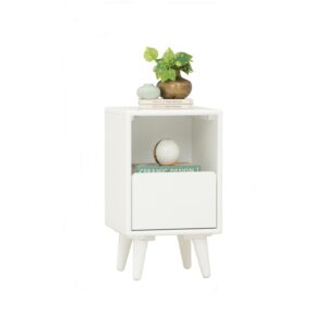 Yara Bedside Table With 1 Drawer LED Light - White Lacquered