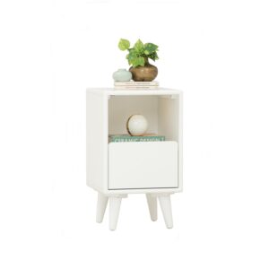Yara Bedside Table With 1 Drawer LED Light - White Lacquered