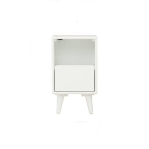 Yara Bedside Table With 1 Drawer LED Light - White Lacquered