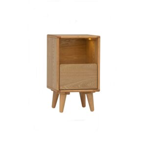 Yara Bedside Table With 1 Drawer LED Light - Natural