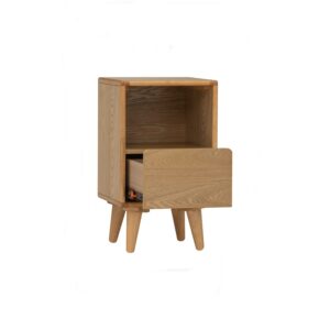 Yara Bedside Table With 1 Drawer LED Light - Natural