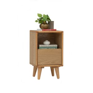 Yara Bedside Table With 1 Drawer LED Light - Natural