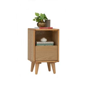 Yara Bedside Table With 1 Drawer LED Light - Natural