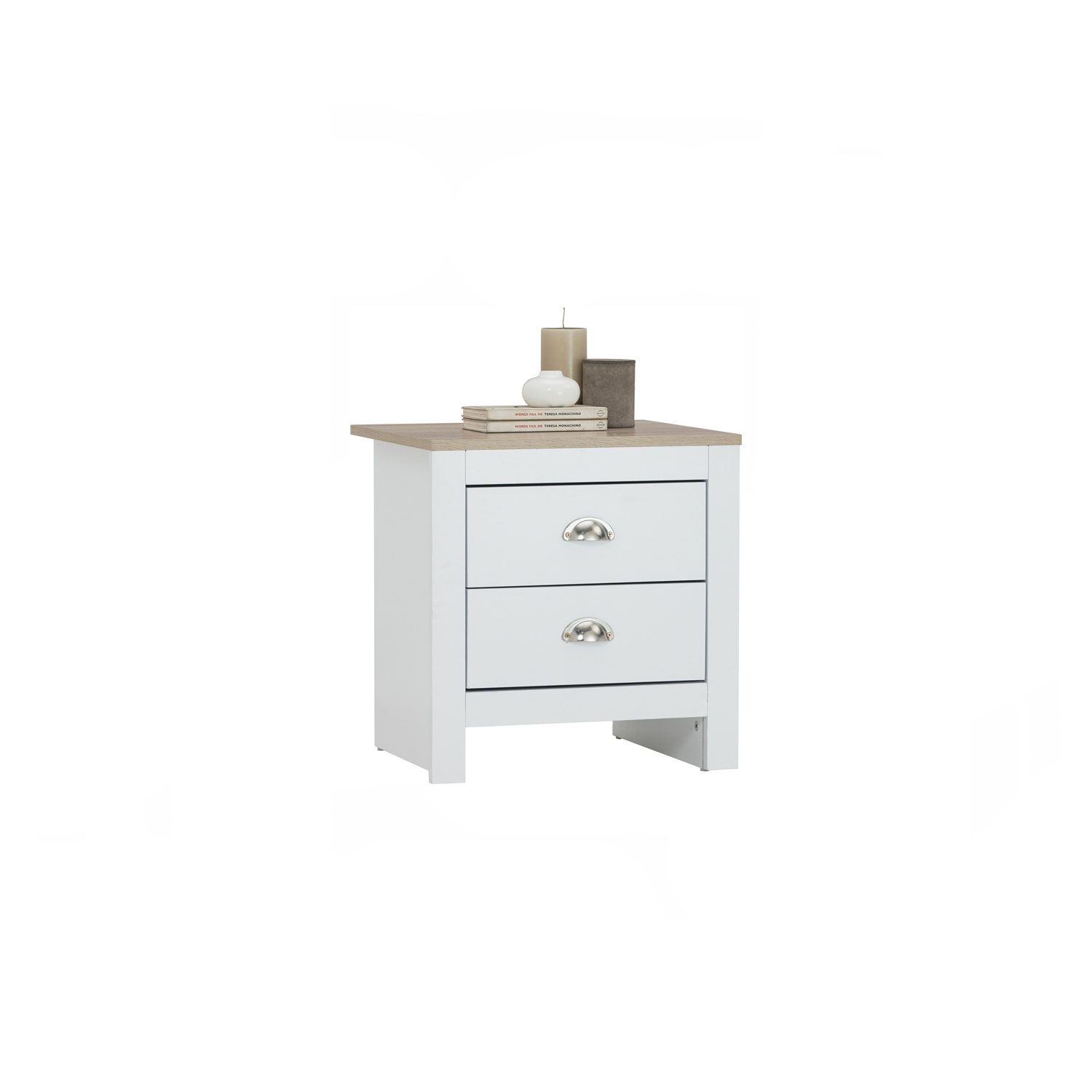 151075_2 Galle Side Table White/Sonoma Oak