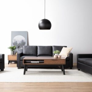 Baleno 2 Seater Sofa Black - Black/Espresso