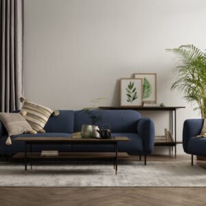 Mira 3 Seater Sofa - Matt Black Epoxy/Midnight Blue