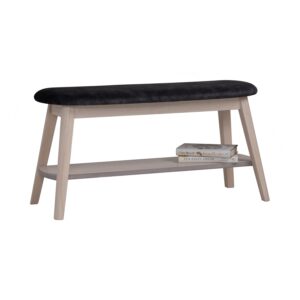 Ozel 0.9m Bench - White Wash/Black