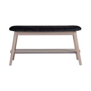Ozel 0.9m Bench - White Wash/Black