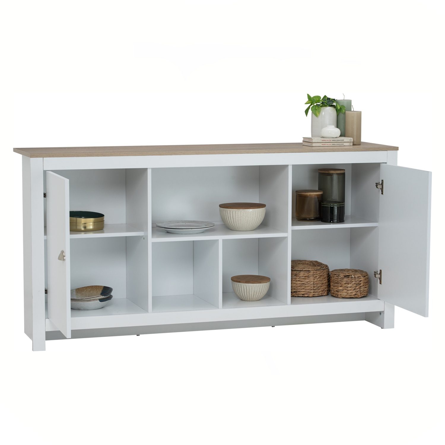 345084_2 Galle 1.6m Sideboard White/Sonoma Oak