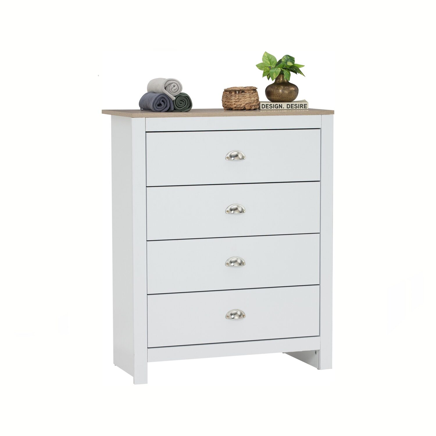 352058_2 Galle 4 Drawer Chest White/Sonoma Oak