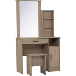 Dublin Dressing Table With Stool Dark Oak