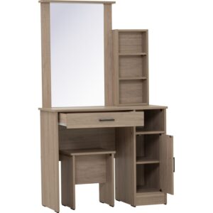 Dublin Dressing Table With Stool Dark Oak
