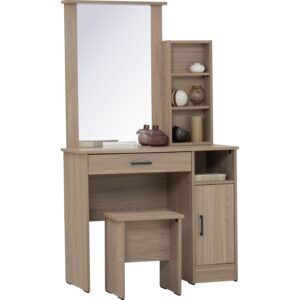 Dublin Dressing Table With Stool Dark Oak