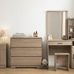 Dublin Dressing Table With Stool Dark Oak