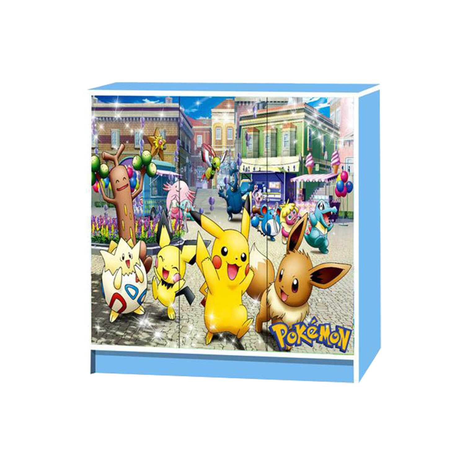 354013 Wonderland 3 Door Cartoon Cabinet Blue