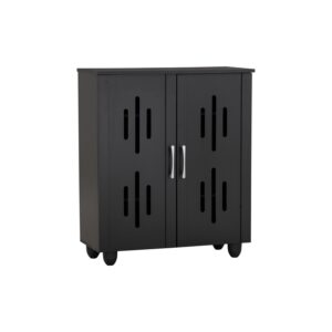 Hasting 2 Door Shoe Cabinet Black (W75 x D33 x H89cm)