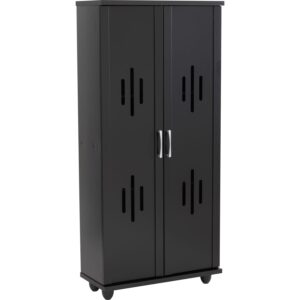 Hasting 2 Door Shoe Cabinet Black (W75 x D33 x H162cm)