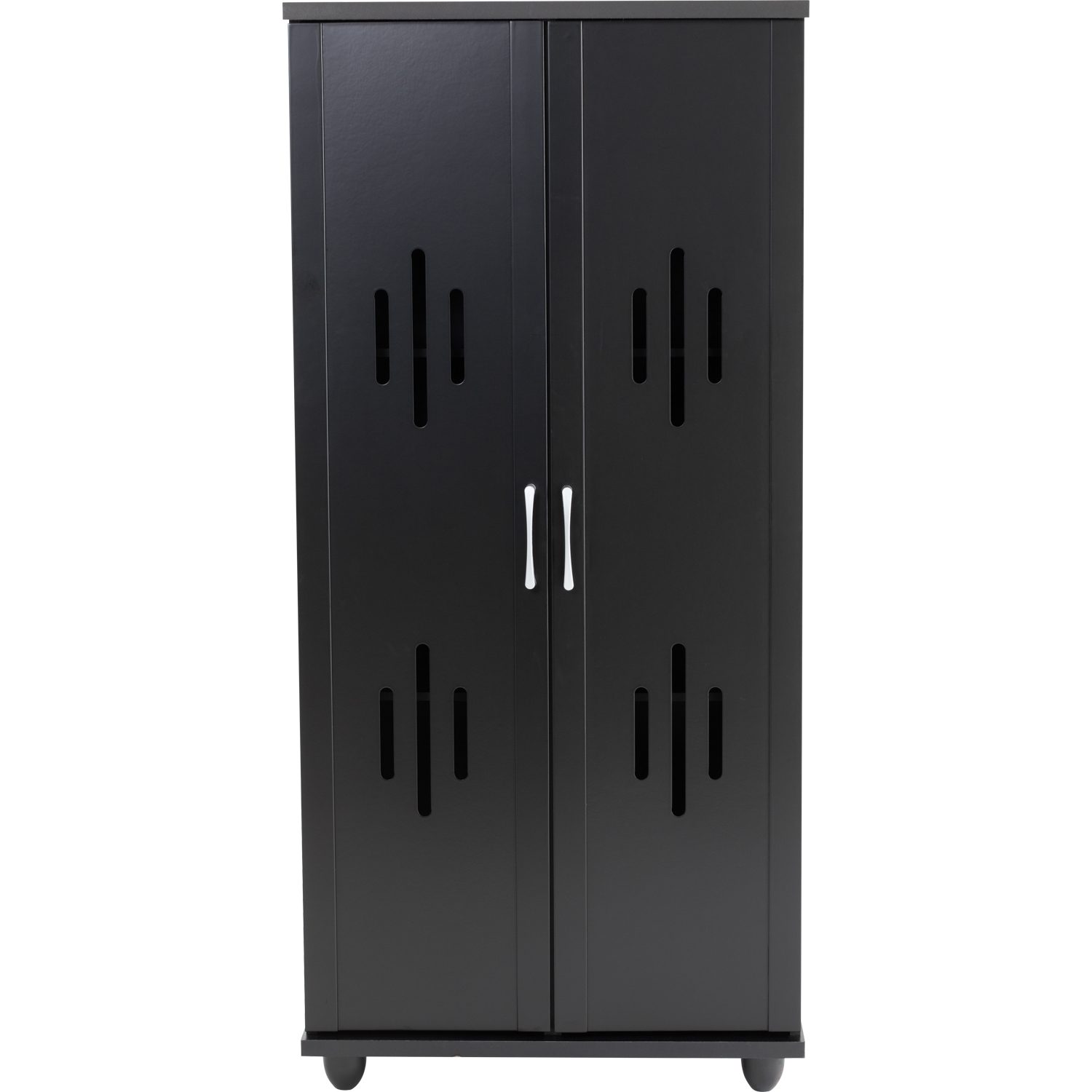 3704107_2 Hasting 2 Door Shoe Cabinet Black (W75 x D33 x H162cm)