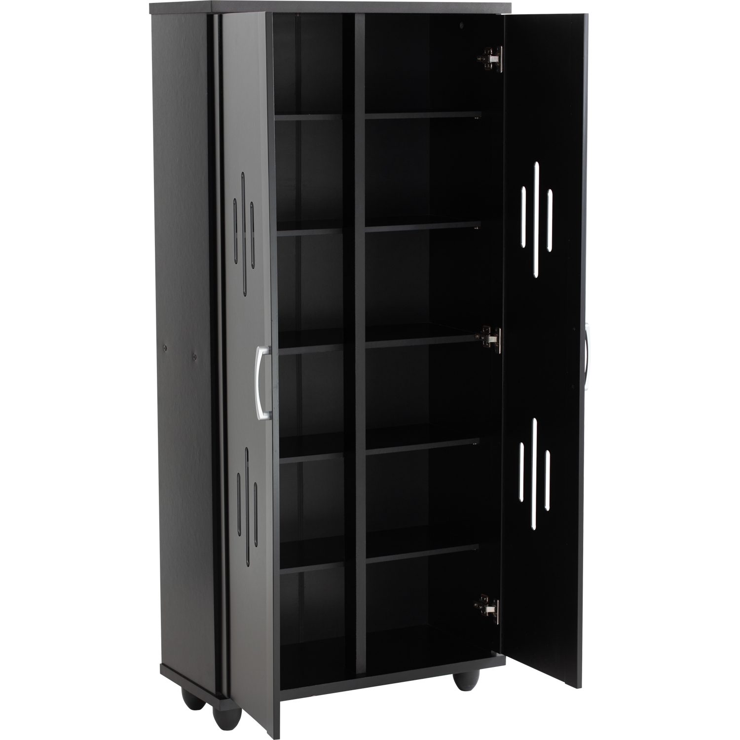 3704107_3 Hasting 2 Door Shoe Cabinet Black (W75 x D33 x H162cm)