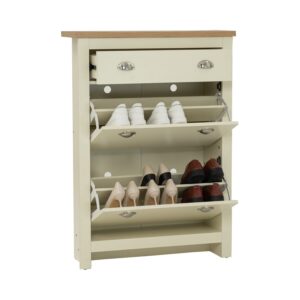 Faro Shoe Cabinet Cream/Oak (W78cm)