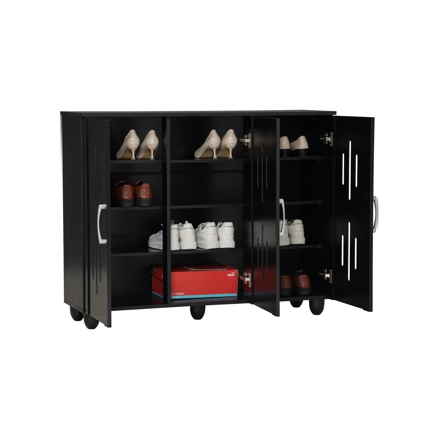 373018_2 Hasting 3 Door Shoe Cabinet Black