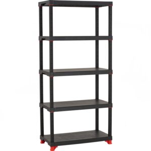 Optimus Plastic Shelving 5 Tier Rack Black