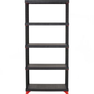 Optimus Plastic Shelving 5 Tier Rack Black