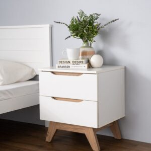 Brandi Single Bed With 1900mm Side Rail - White Lacquered