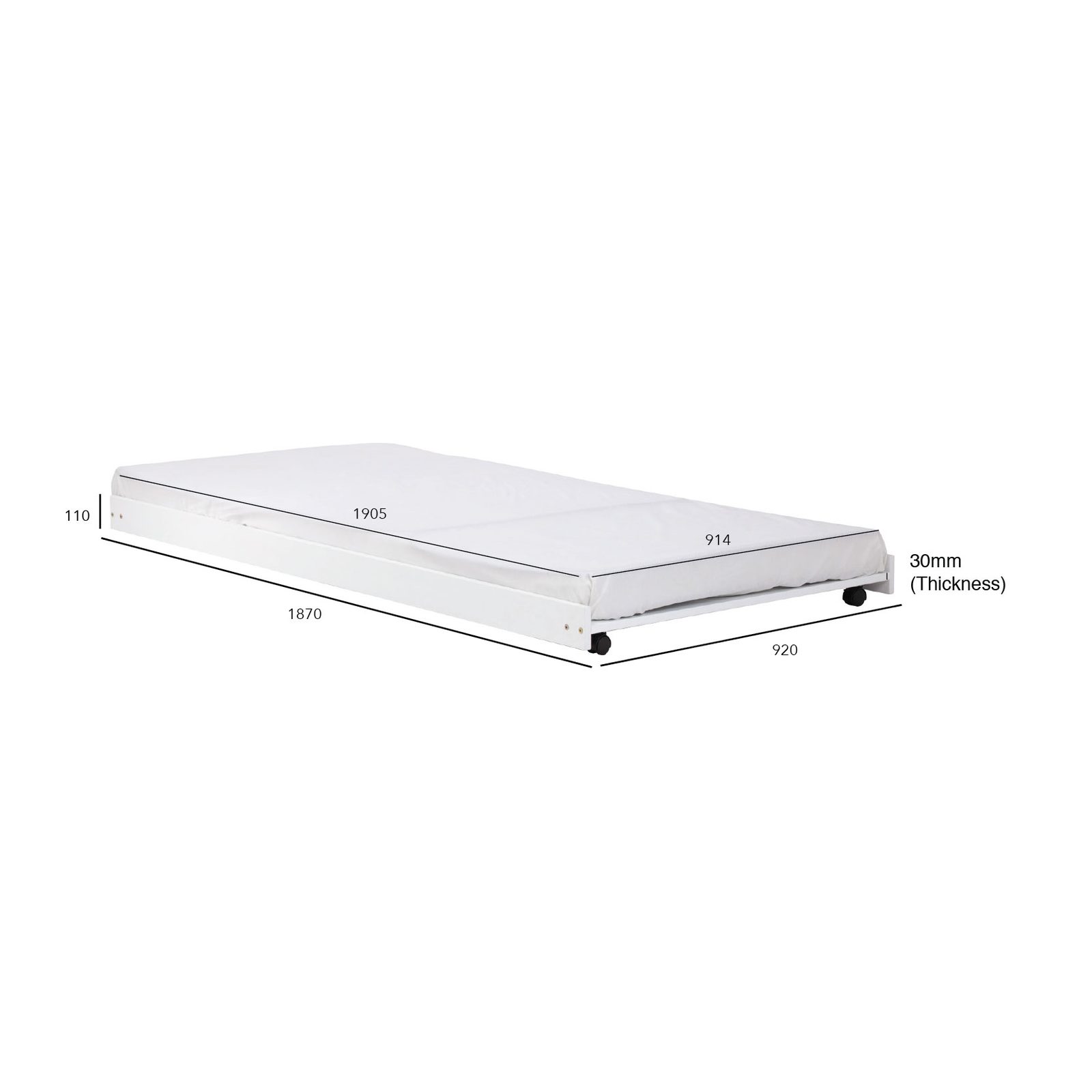 653017_W Pull Out Bed With 1900mm Side Rail