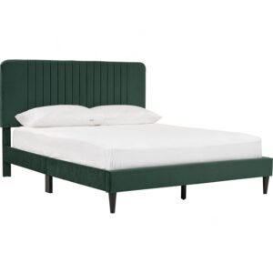 Fluffy Queen Bed With 1900mm Side Rail - Matt Black Epoxy/Kale