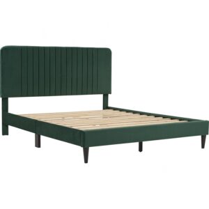 Fluffy Queen Bed With 1900mm Side Rail - Matt Black Epoxy/Kale