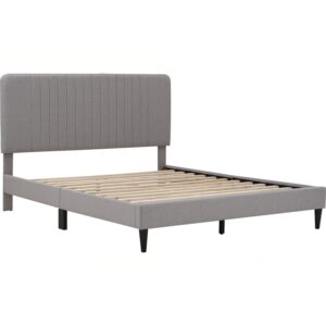 Fluffy Queen Bed With 1900mm Side Rail - Matt Black Epoxy/Light Grey