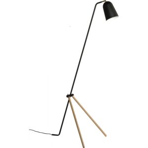 Giraffe Floor Lamp In Matt Black Colour With Oak Colour Leg
