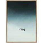 Small Seagul Blue Printed Art In Frame