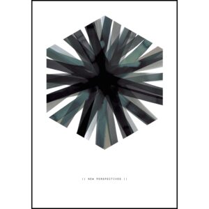 Aquarelle Hex Printed Art In Black Frame