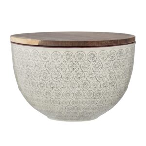 Ø23cm Bowl With Lid In White And Nature