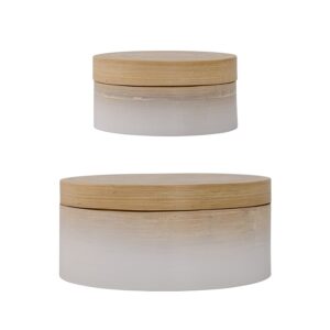 Set Of 2 Sizes Storage Box With Lid In White Colour