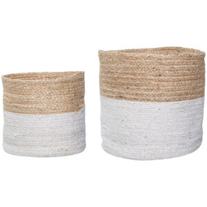 Set Of 2 Sizes Basket In White And Nature Colour