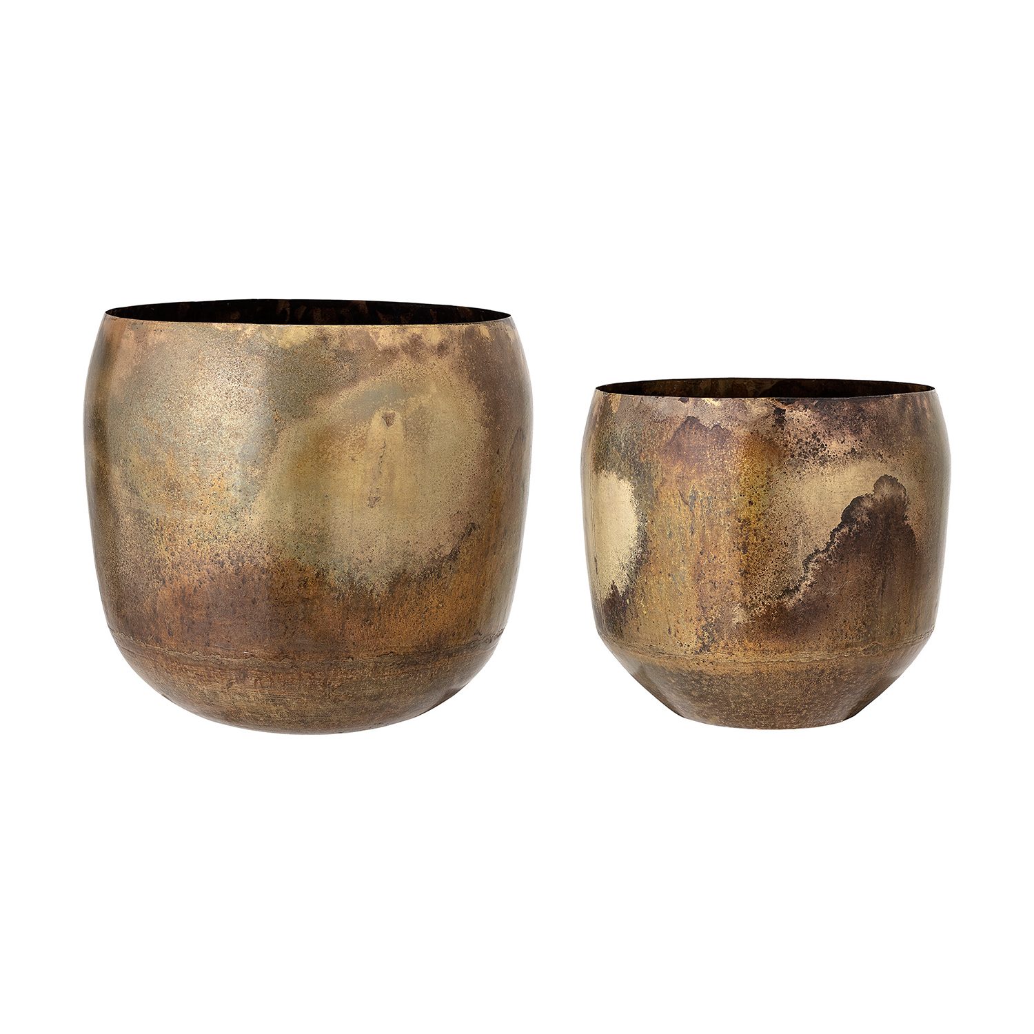 A665034 Set Of 2 Sizes Flowerpot In Brass