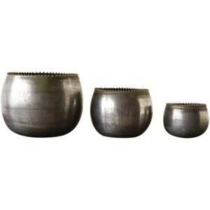 Set Of 3 Sizes Flowerpot In Black Colour
