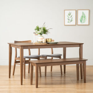 1+2+1 Stark Dining Table With Macy Dining Chair & Leona Bench