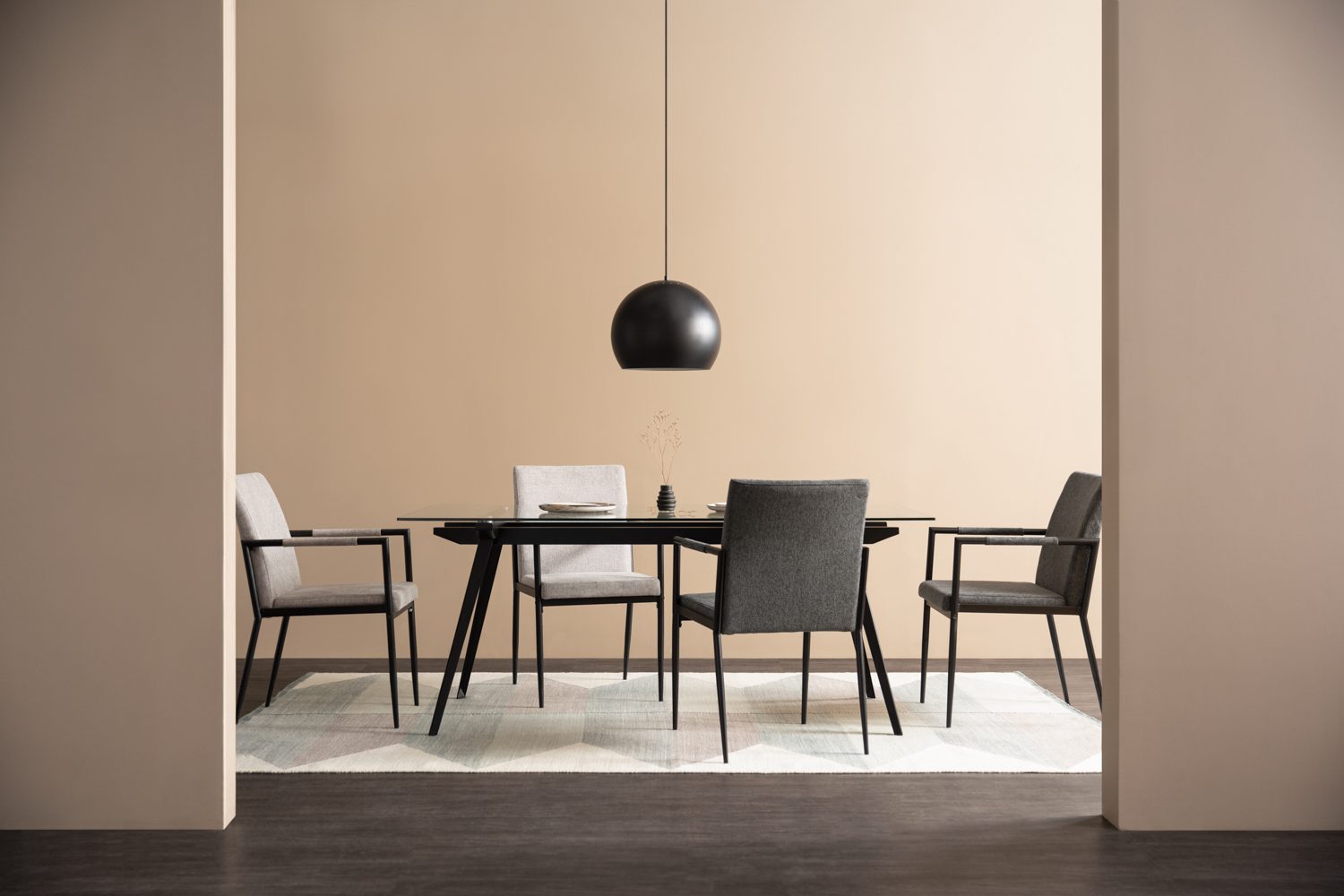 K14093 1+4 Archie Dining Table With Ferma Dining Chair - Anthracite