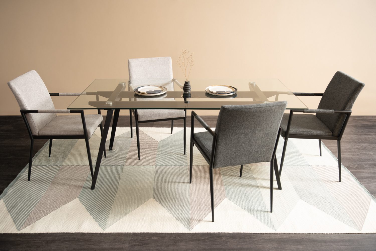 K14093_1 1+4 Archie Dining Table With Ferma Dining Chair - Anthracite