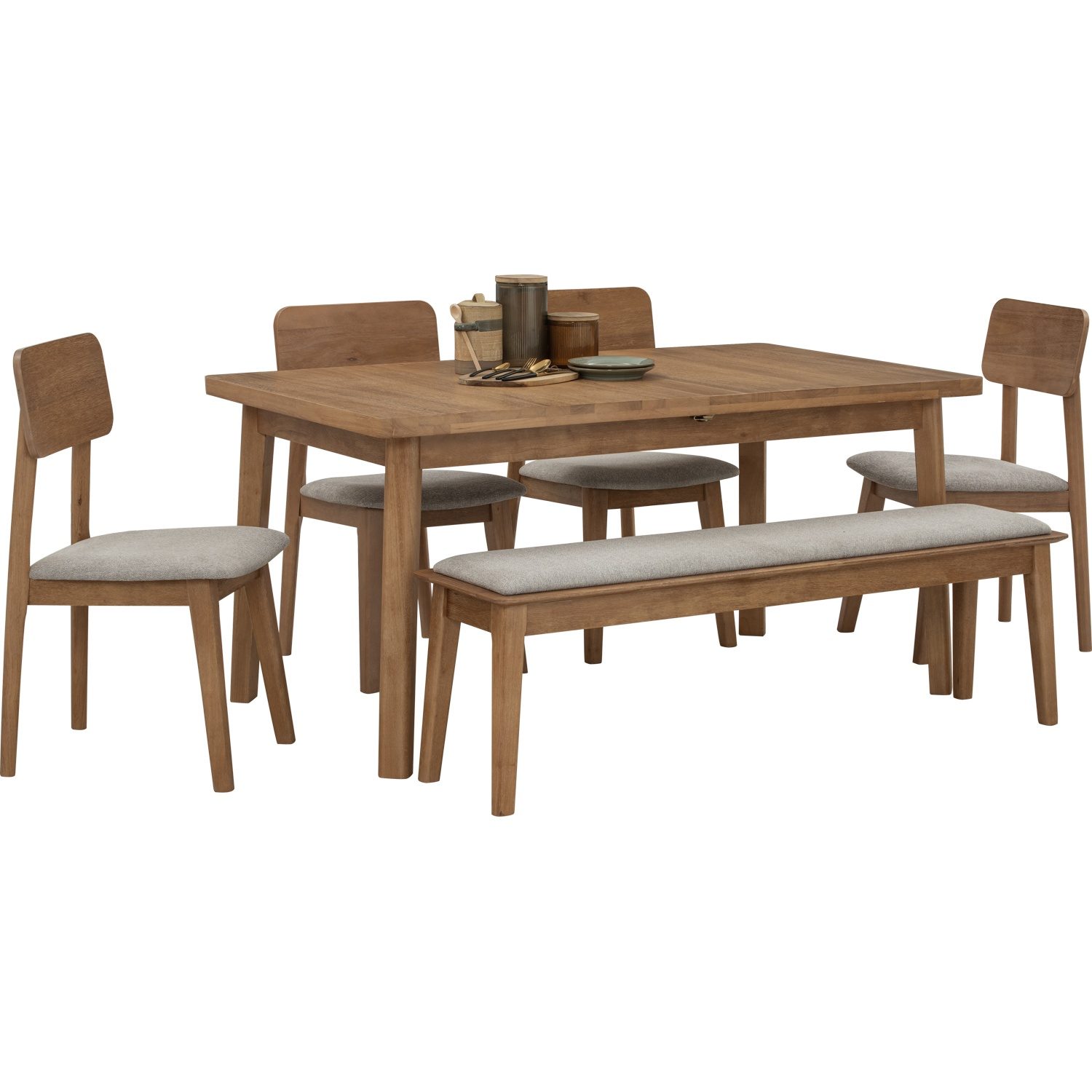 K14100_2 1+4+1 Toronto Ext Dining Table With Toronto Dining Chair & Toronto Bench