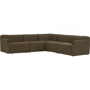Mazel 4 Seater V Shape Sofa Set - Sepia